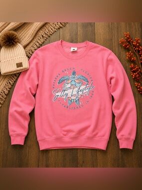 Homespun Navarre Beach Florida Pink Graphic Crewneck Sweatshirt Size L